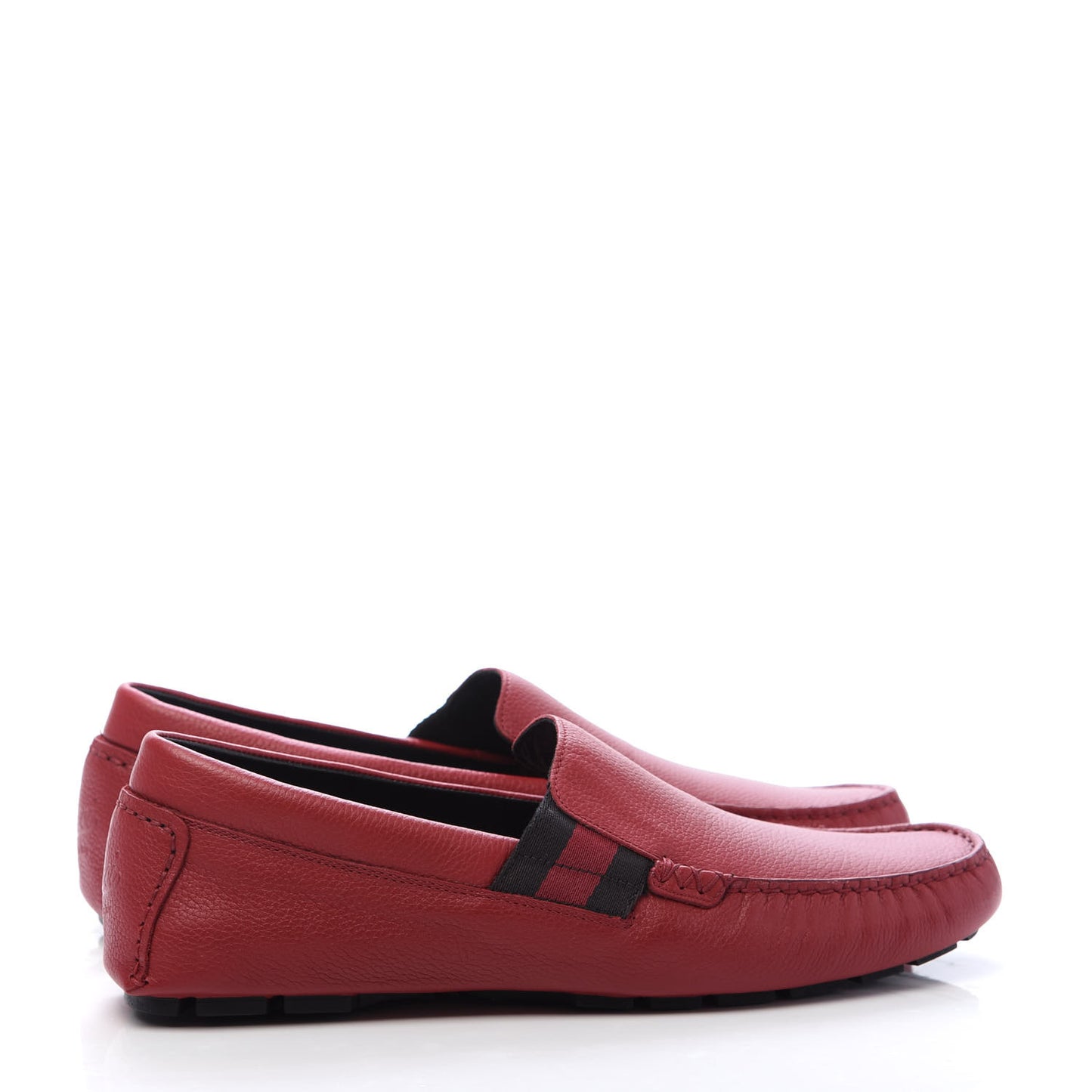 Calfskin Web Mens Driver Loafers 8 Red