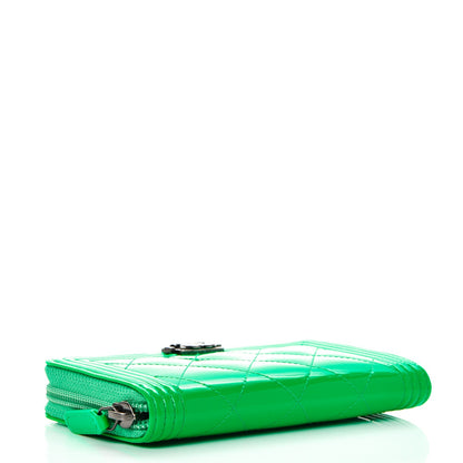 Chanel Patent Quilted Small Boy Zip Around Wallet Green 4 of 9