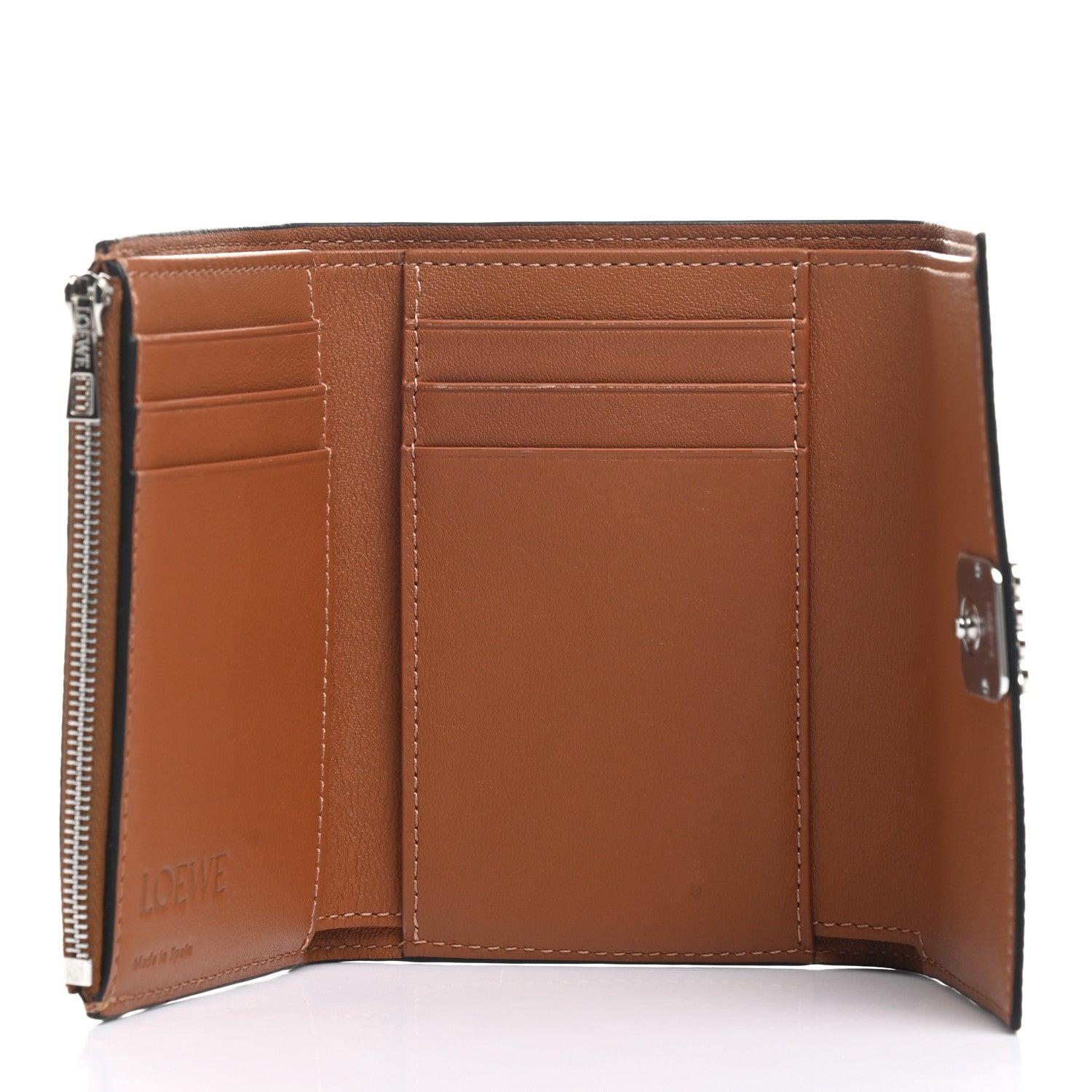 Loewe Pebble Grain Calfskin Anagram Small Vertical Wallet Tan 5 of 11