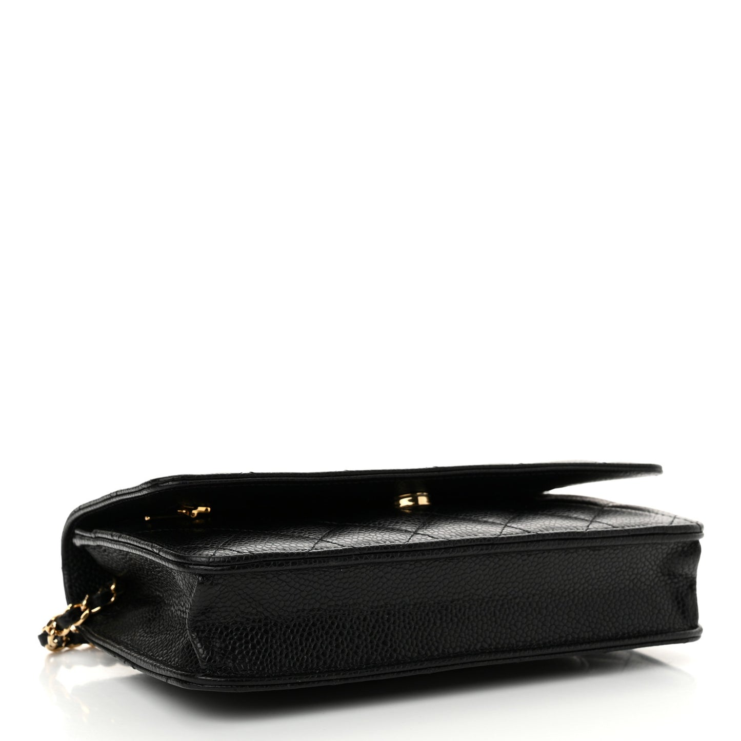 Caviar Quilted Wallet on Chain WOC Black