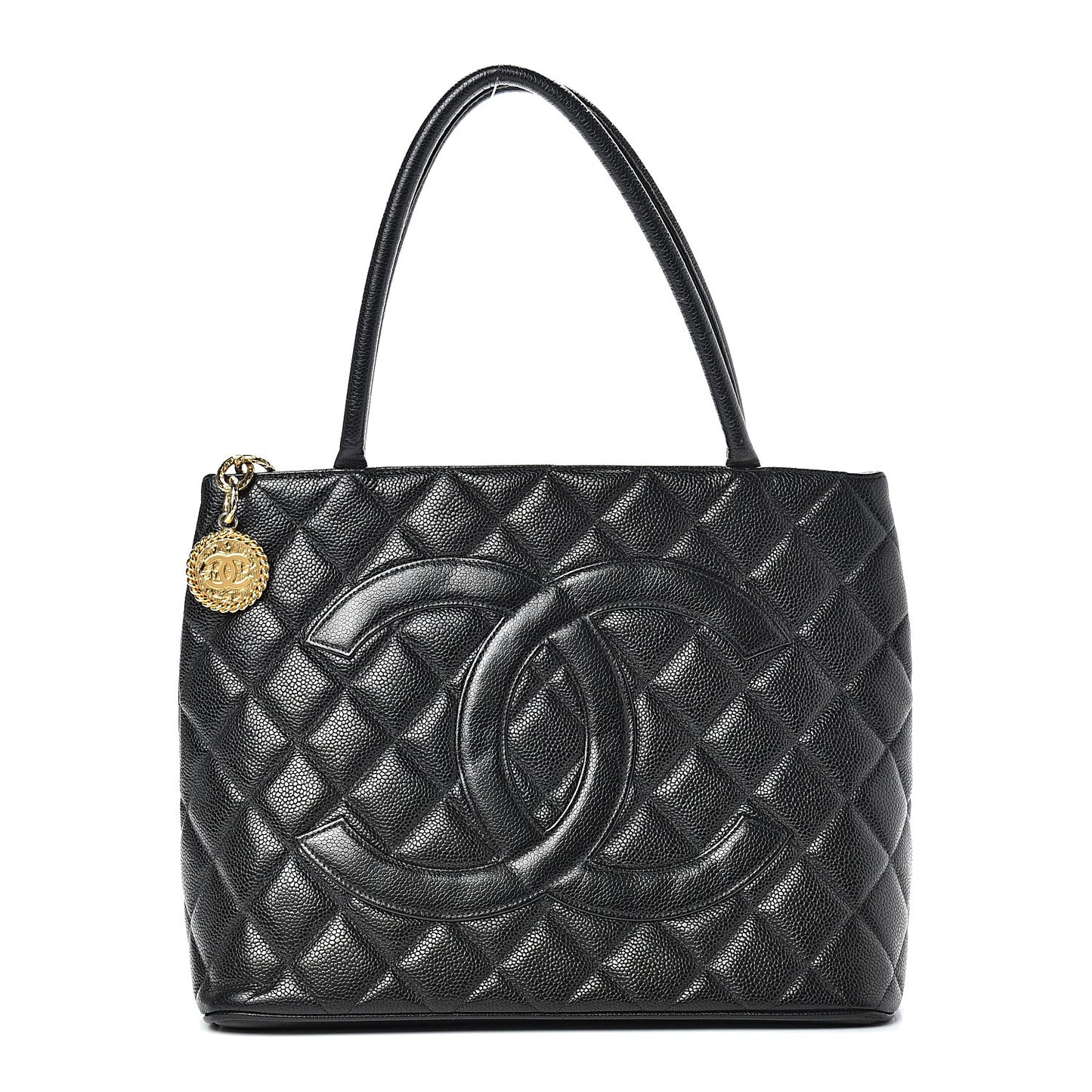 Caviar Quilted Medallion Tote Black