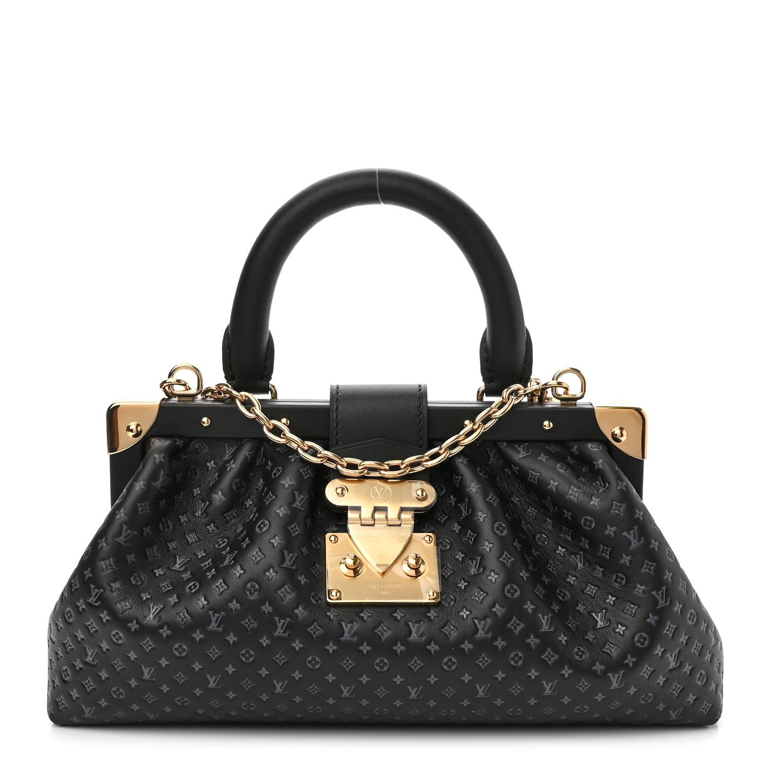 Louis Vuitton Calfskin Nanogram Embossed Clutch Black 1 of 9