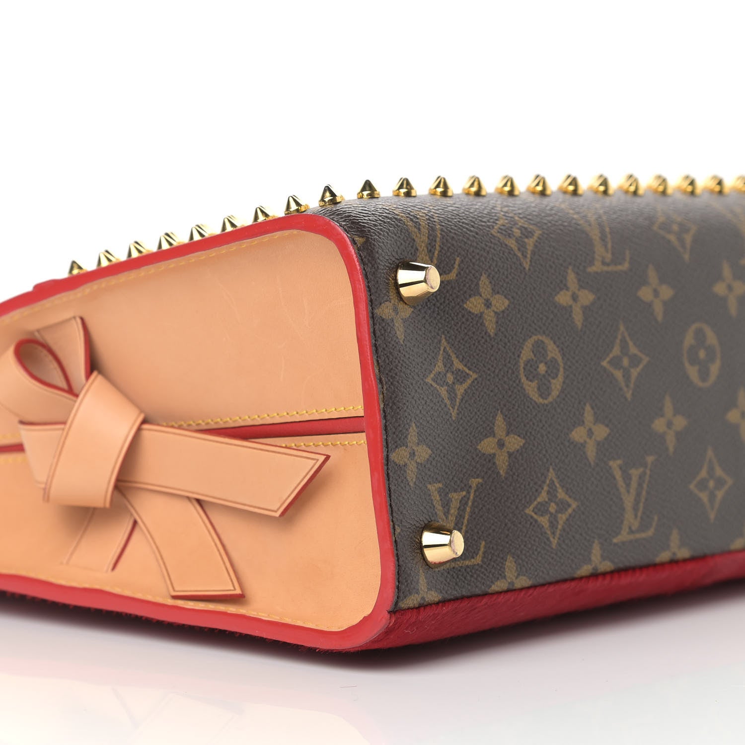 Louis Vuitton Monogram Calf Hair Spikes Iconoclasts Christian Louboutin Tote Red 8 of 16