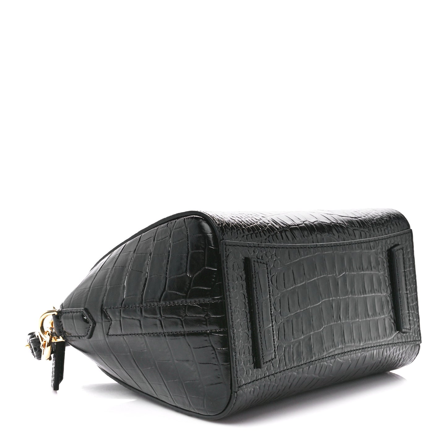 Calfskin Crocodile Embossed Mini Antigona Black