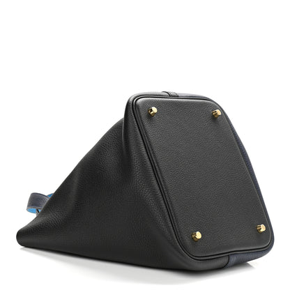 Hermes Taurillon Clemence Casaque Picotin Lock 22 MM Bleu Nuit Black Blue Frida 4 of 11