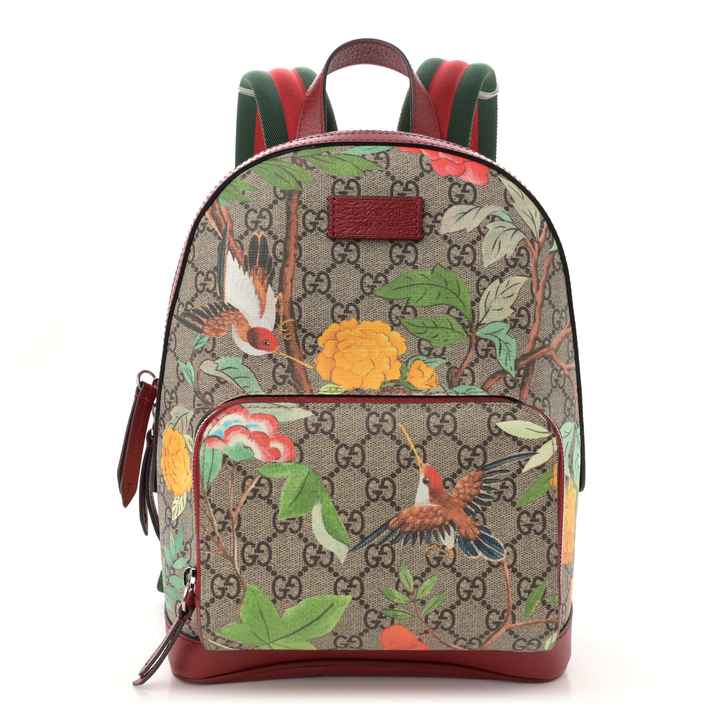 GG Supreme Monogram Tian Web Small Day Backpack Beige Multicolor Red