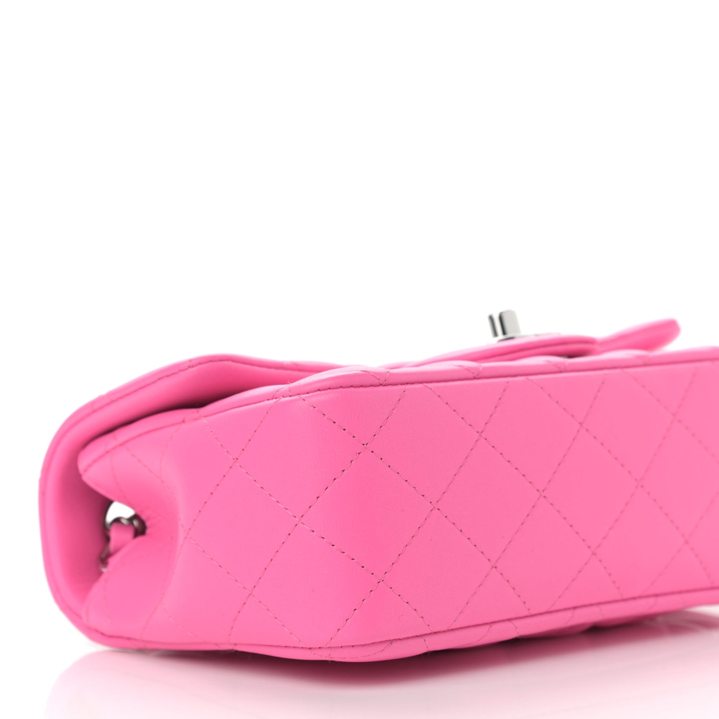 Lambskin Quilted Mini Rectangular Flap Neon Pink