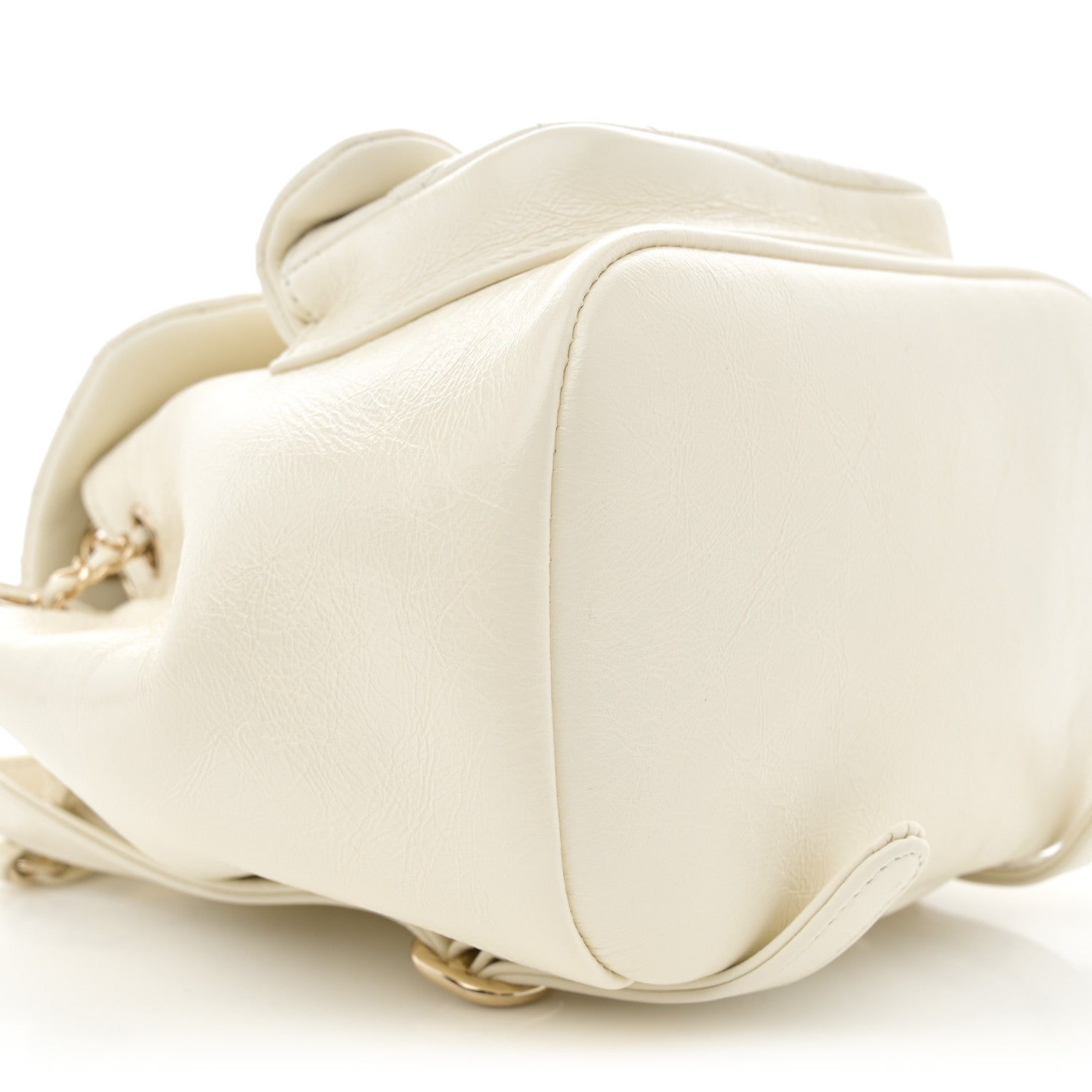 Chanel Glazed Aged Calfskin Quilted Small Duma Drawstring Backpack White 9 of 11