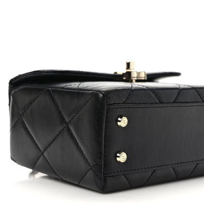 Chanel Shiny Calfskin Quilted Small CC Top Handle Box Bag Black 8 of 10