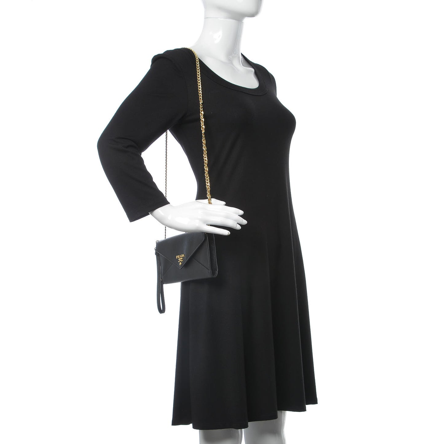 Saffiano Envelope Wristlet Crossbody Wallet Black