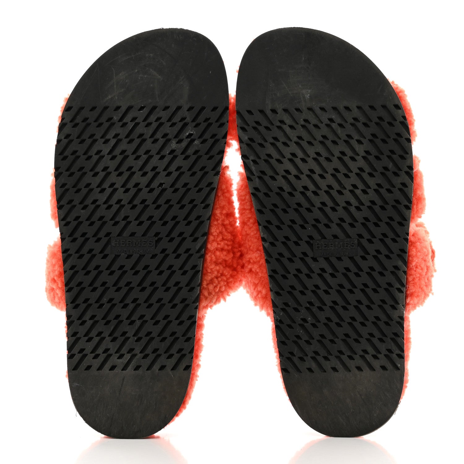 Hermes Woolskin Womens Chypre Sandals 37 Orange 5 of 7
