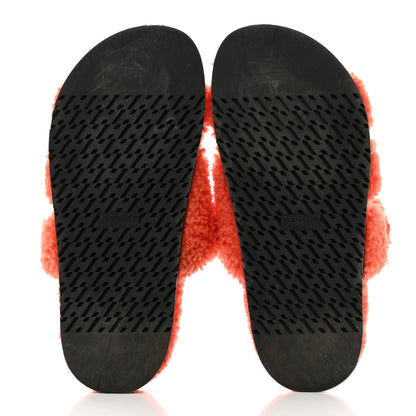 Hermes Woolskin Womens Chypre Sandals 37 Orange 5 of 7