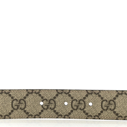 Gucci GG Supreme Monogram Plutone Calfskin Double G Reversible 30mm Belt 85 34 Beige Ebony New Acero 4 of 5
