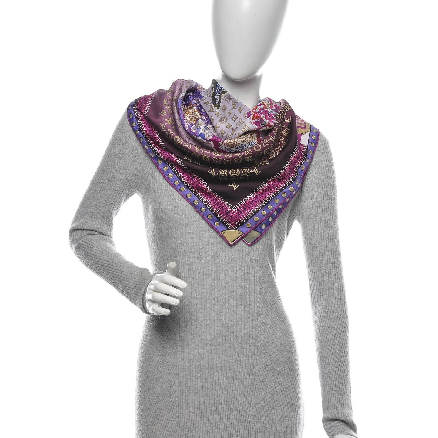 Silk Monogram Map Square Scarf