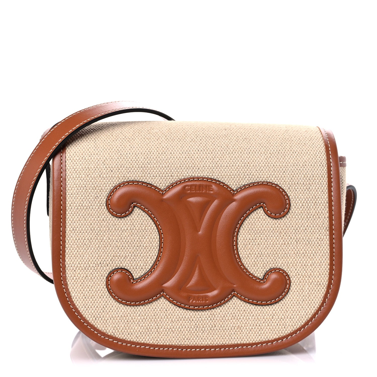 Celine Canvas Calfskin Folco Bag Natural Tan 1 of 9