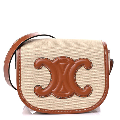 Celine Canvas Calfskin Folco Bag Natural Tan 1 of 9
