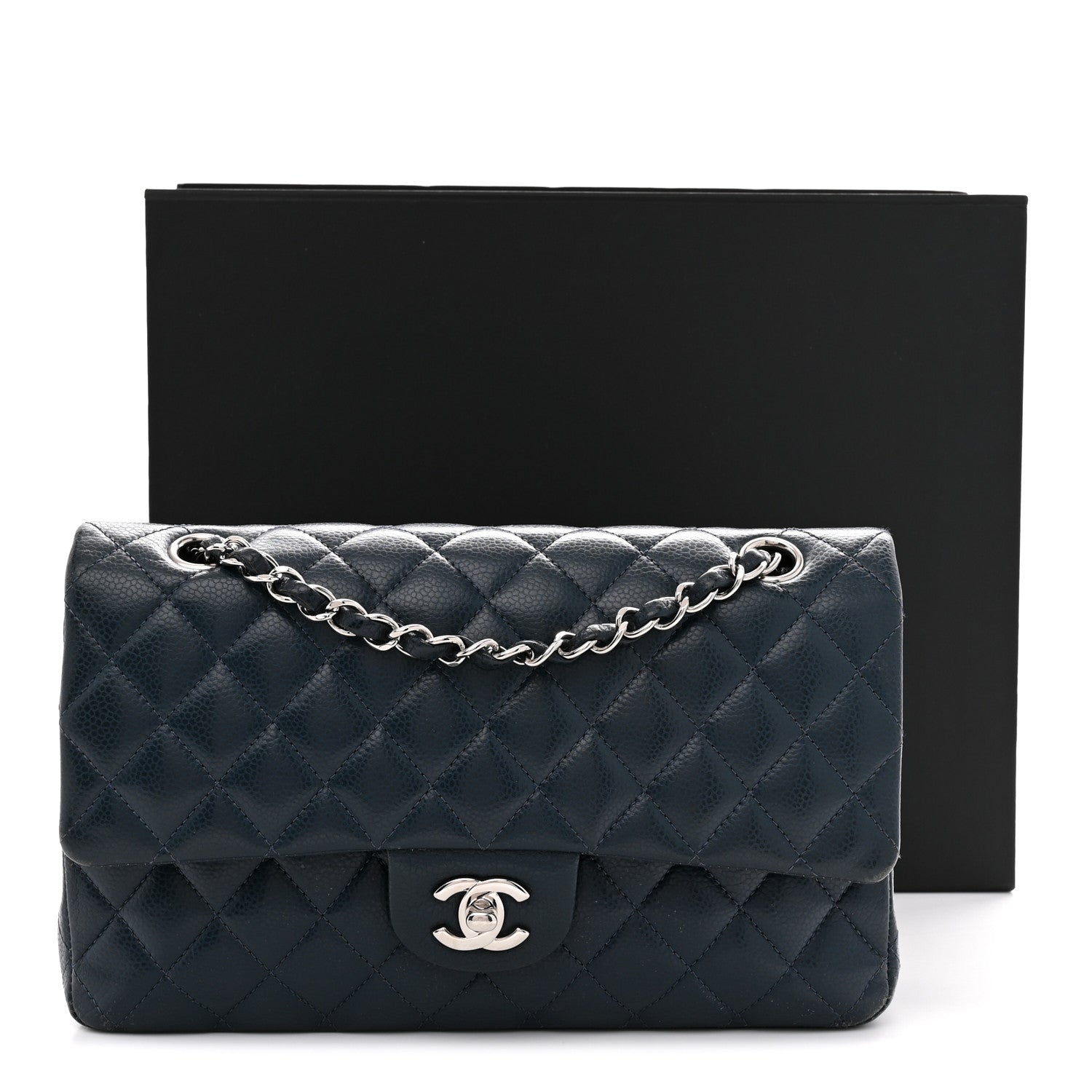 Chanel Caviar Quilted Medium Double Flap Navy 14 of 14