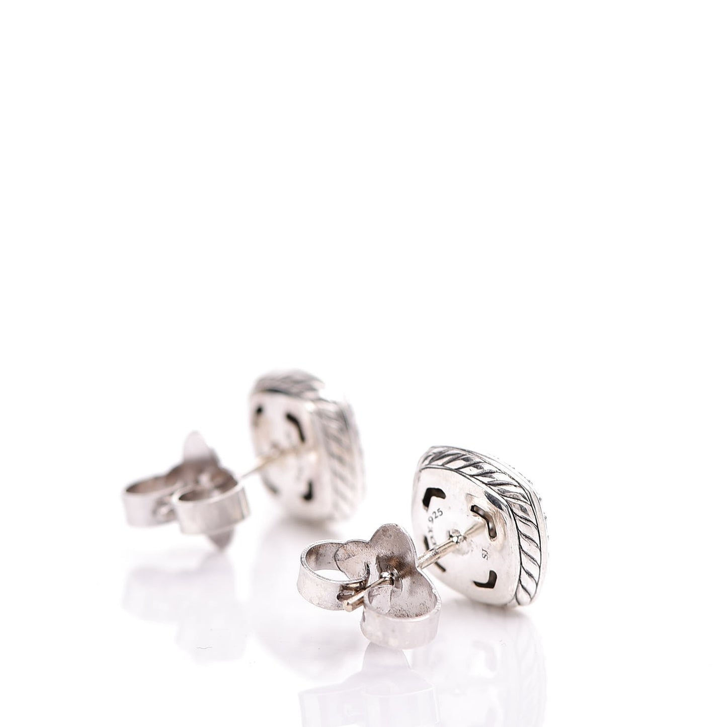 Sterling Silver Diamond 7mm Pave Albion Earrings