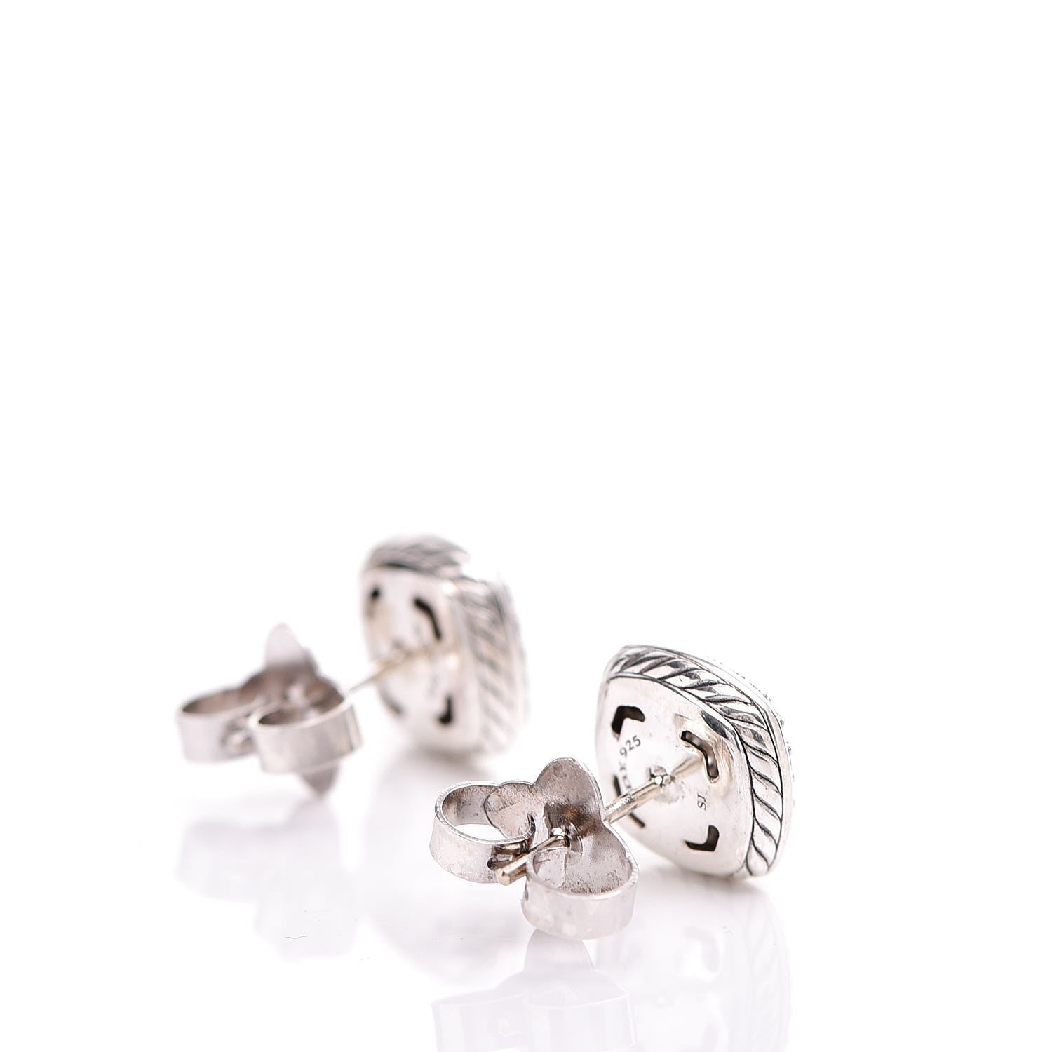 David Yurman Sterling Silver Diamond 7mm Pave Albion Earrings 7 of 8
