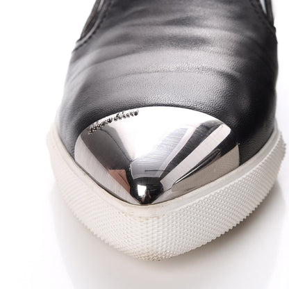 Miu Miu Nappa Metal Cap Toe Slip On Sneakers 36 Black Silver 12 of 14