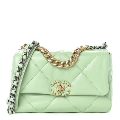 Chanel Goatskin Quilted Medium 19 Flap Light Green 1 of 12