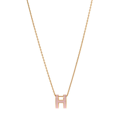 Hermes Lacquered Gold Pop H Pendant Necklace Rose Dragee 1 of 8