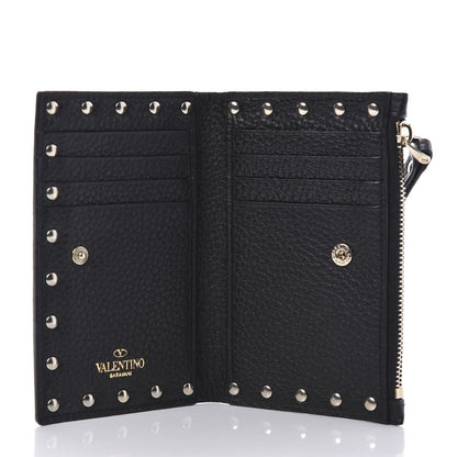 Valentino Garavani Pebbled Calfskin Rockstud Coin Case Card Holder Black 5 of 9