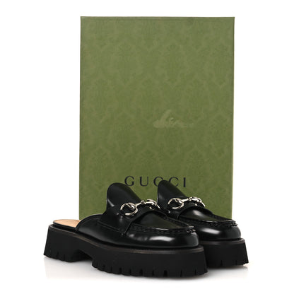 Gucci Cordovan Lux Womens Sylke Horsebit Platform Mules 37 Black 12 of 12
