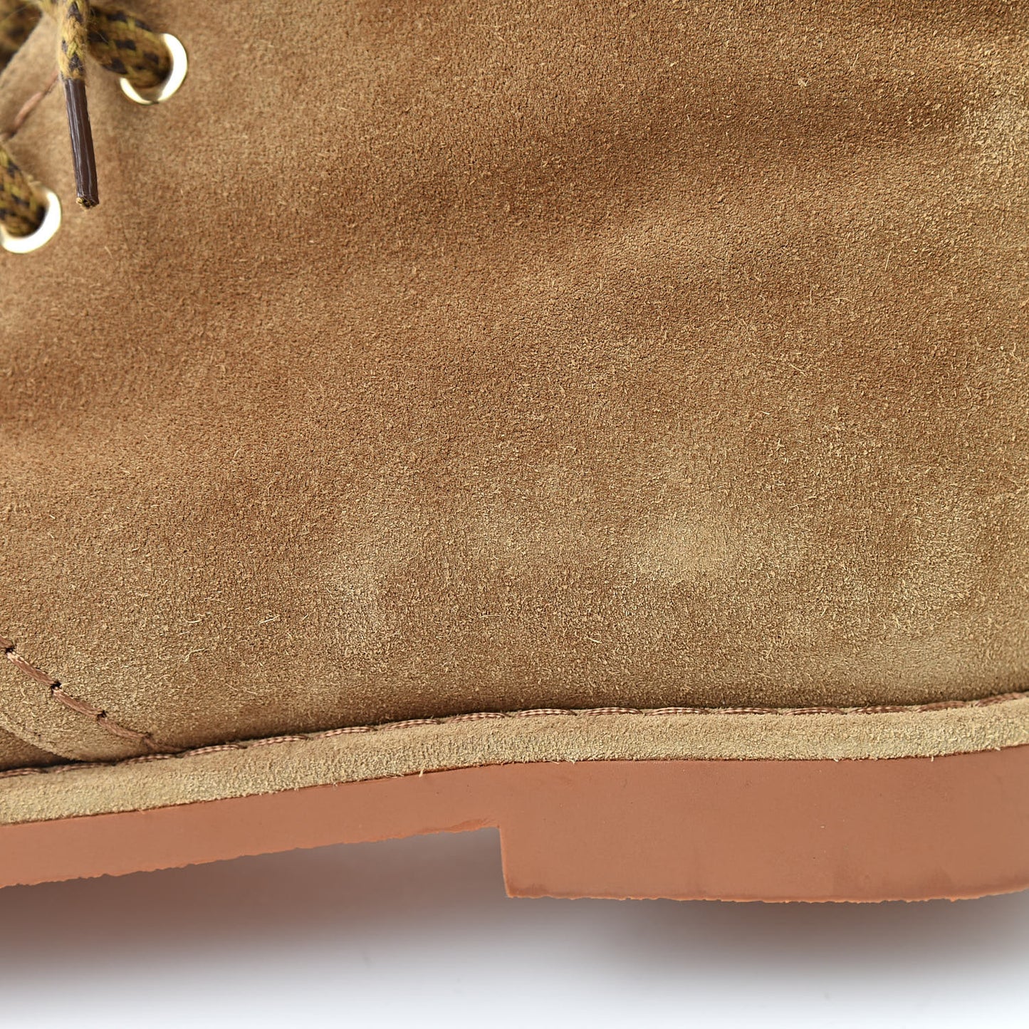 Suede Calfskin Womens Lace Up Short Boots 39.5 Dark Beige