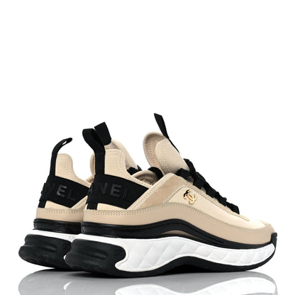 Chanel Velvet Calfskin Mixed Fibers CC Sneakers Ivory 37.5 Black 4 of 9
