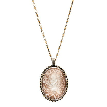 Gucci Metal Cameo Pendant Necklace Aged Gold 1 of 7