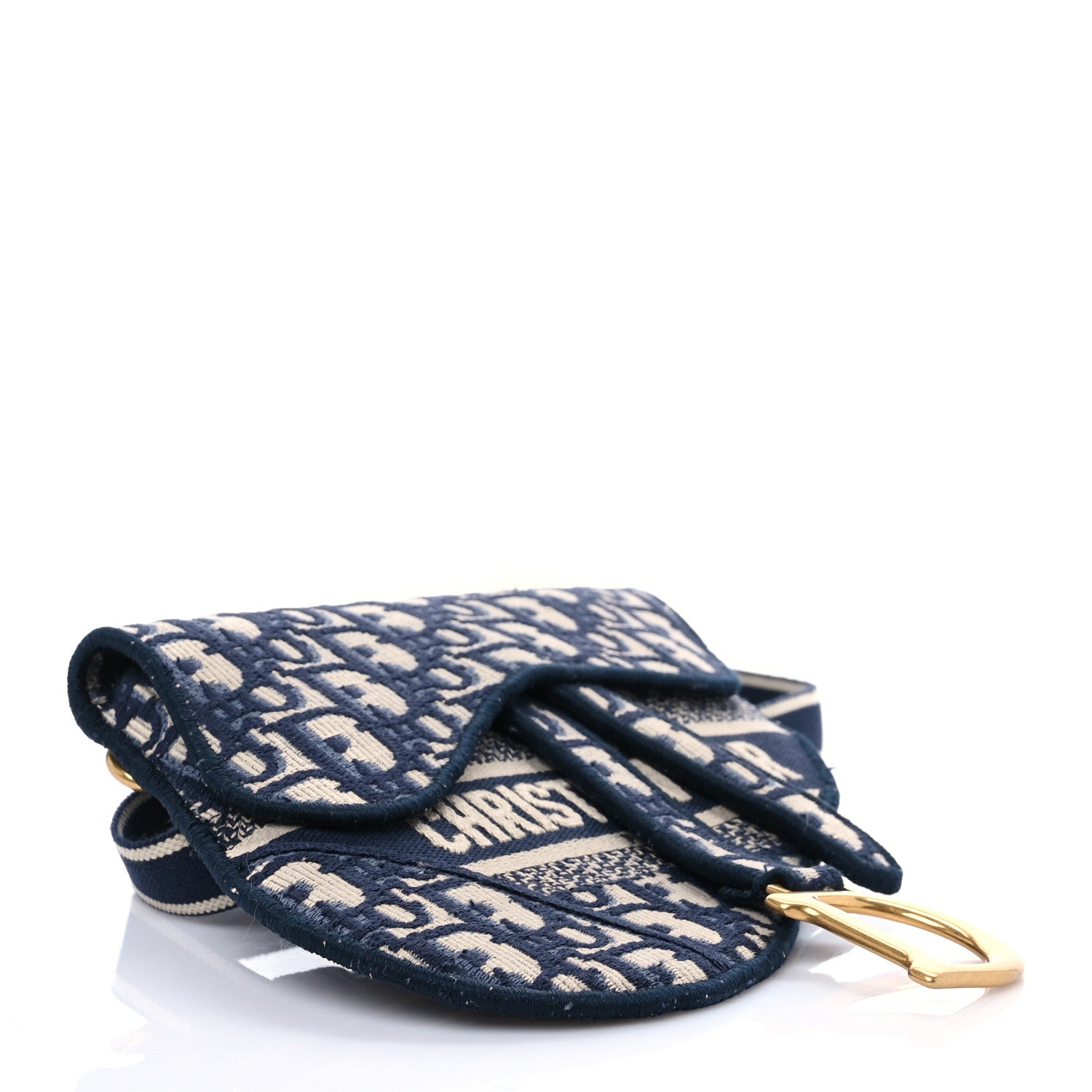 Christian Dior Oblique Embroidered Saddle Belt Pouch Blue 4 of 7