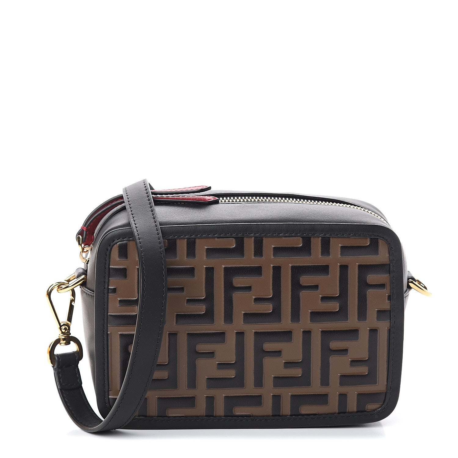 Fendi Vitello Century Bi-Color FF 1974 Embossed Mini Camera Case Maya Black 1 of 7