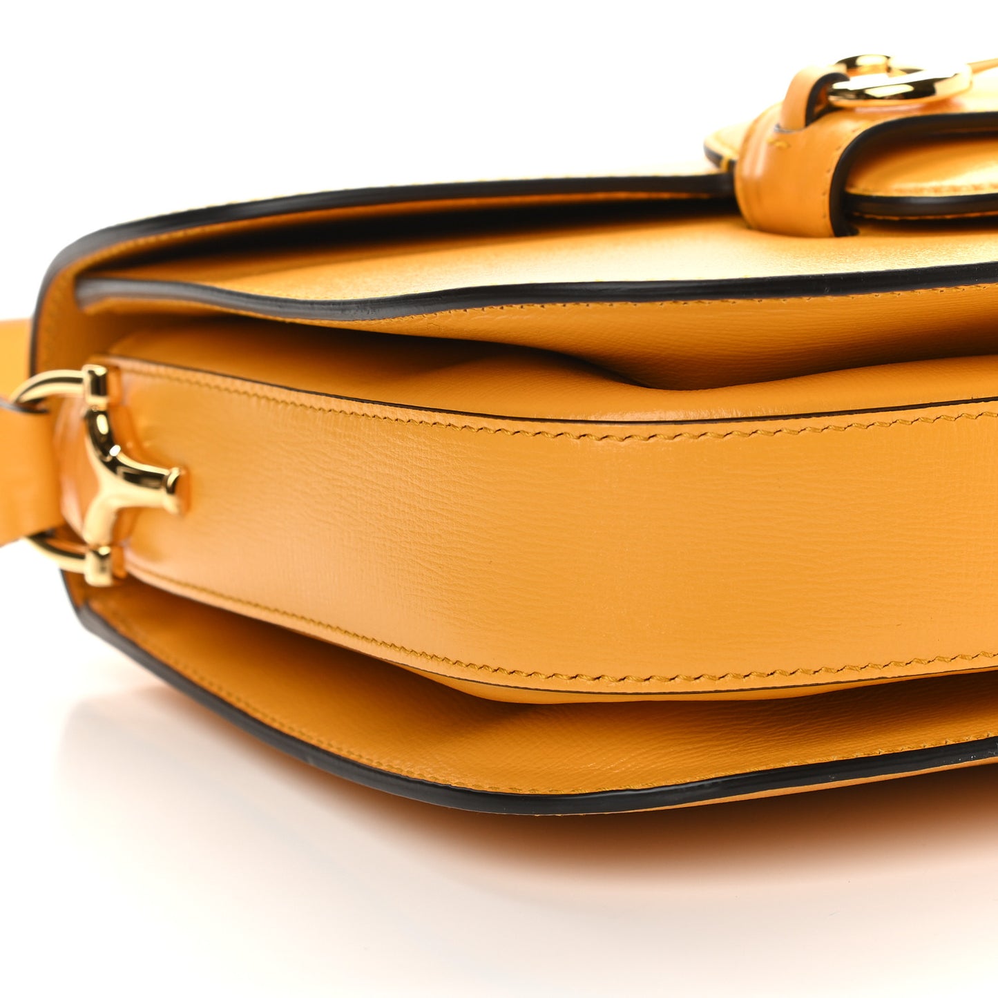 Textured Calfskin Horsebit 1955 Shoulder Bag Yellow