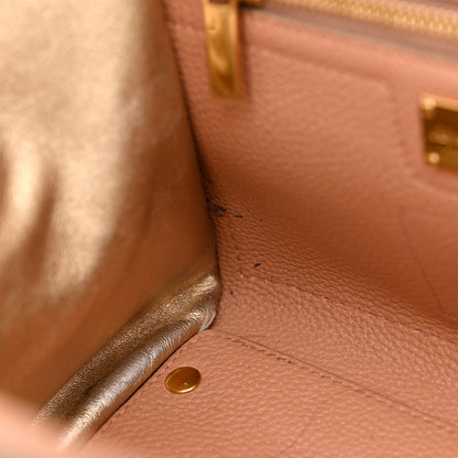 Salvatore Ferragamo Hammered Calfskin Double Handle Small Amy Tote Neutral Gold 11 of 21