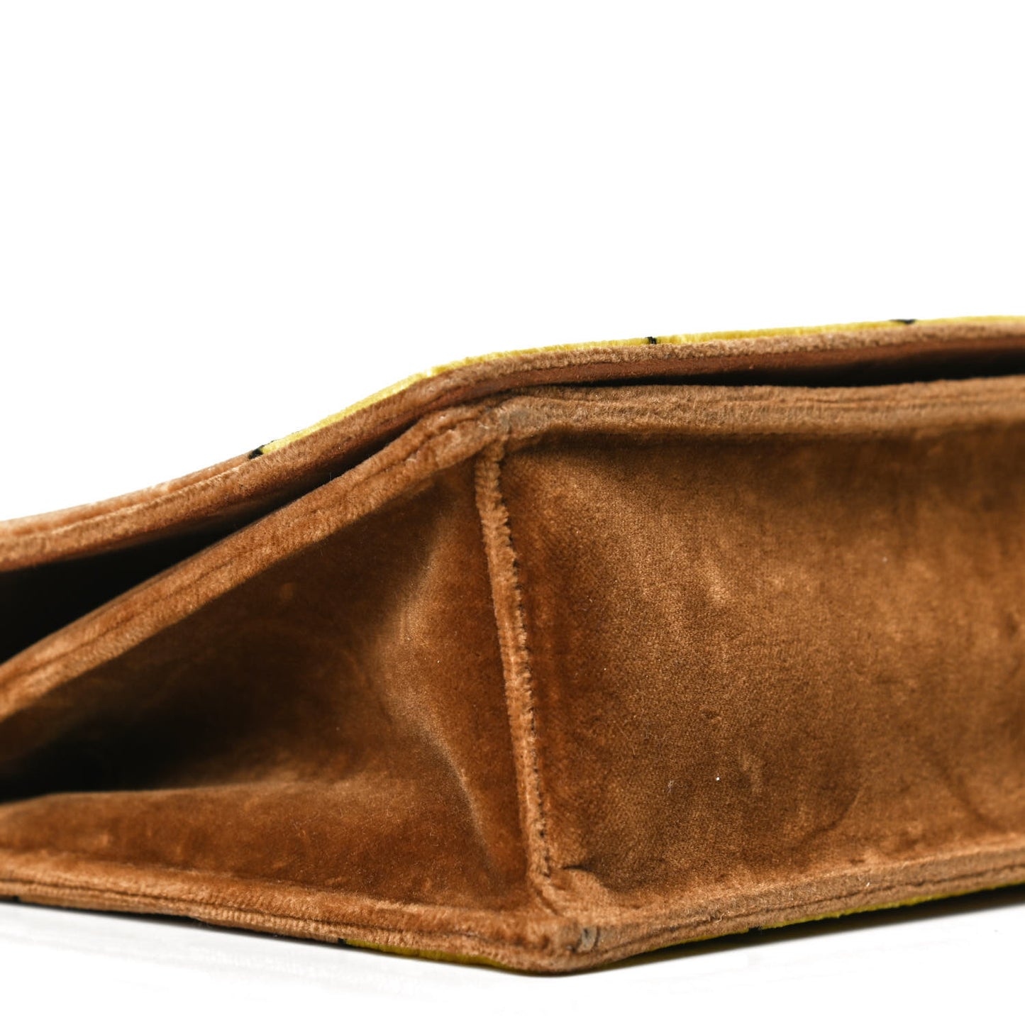 Velluto Ricamo Cahier Shoulder Bag Cammello