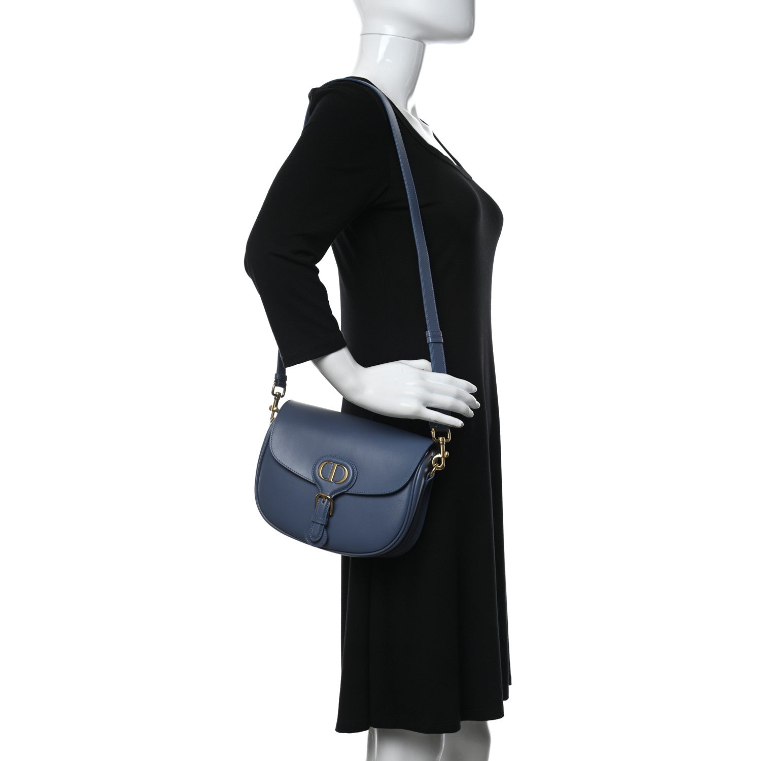 Christian Dior Box Calfskin Medium Bobby Flap Denim Blue 2 of 13