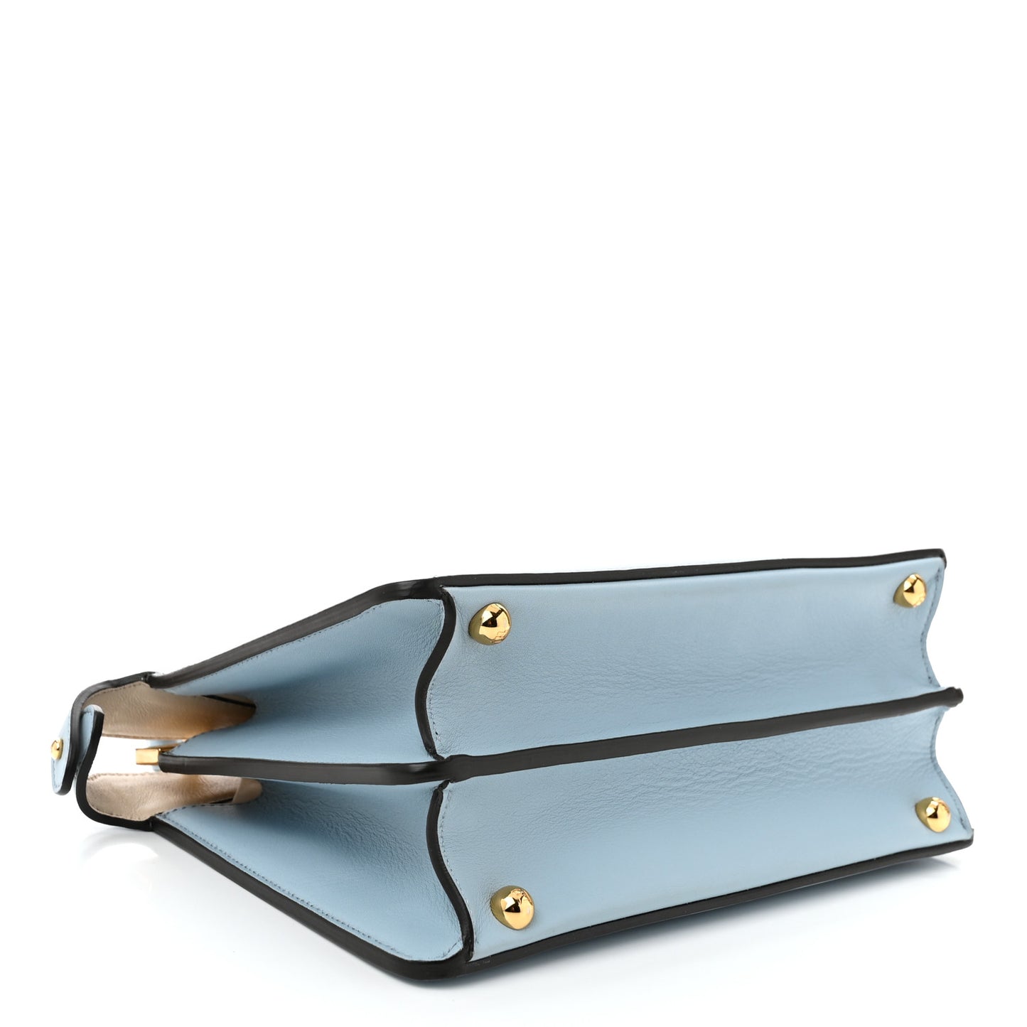 Vitello Seta Shiny Nappa Small Peekaboo I SEE U Satchel Azzurro Baby Camelia