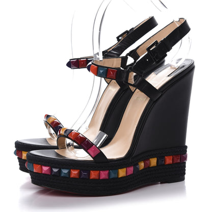 Christian Louboutin Nappa Cataclou 140 Wedge Sandals 40 Black 3 of 8