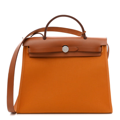 Hermes Toile Vache Hunter Herbag Zip 31 PM Jaune Ambre Natural 1 of 12