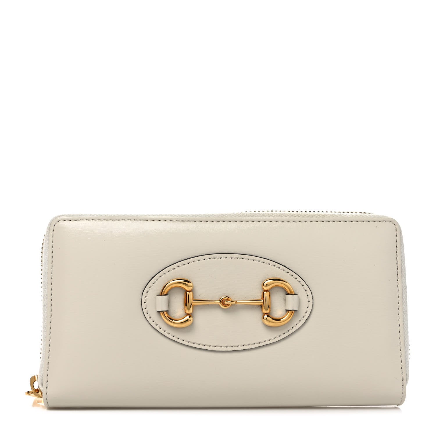 Gucci Boarded Plutone Calfskin Horsebit 1955 Zip Around Wallet Mystic White 1 of 7
