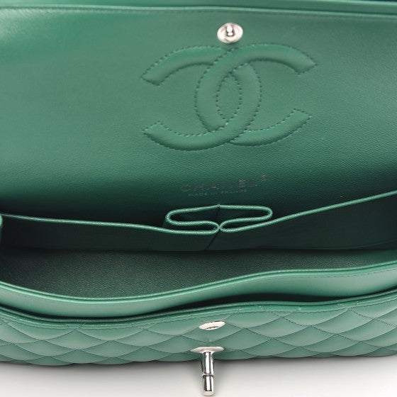 Chanel Lambskin Quilted Medium Double Flap Green 6 of 10