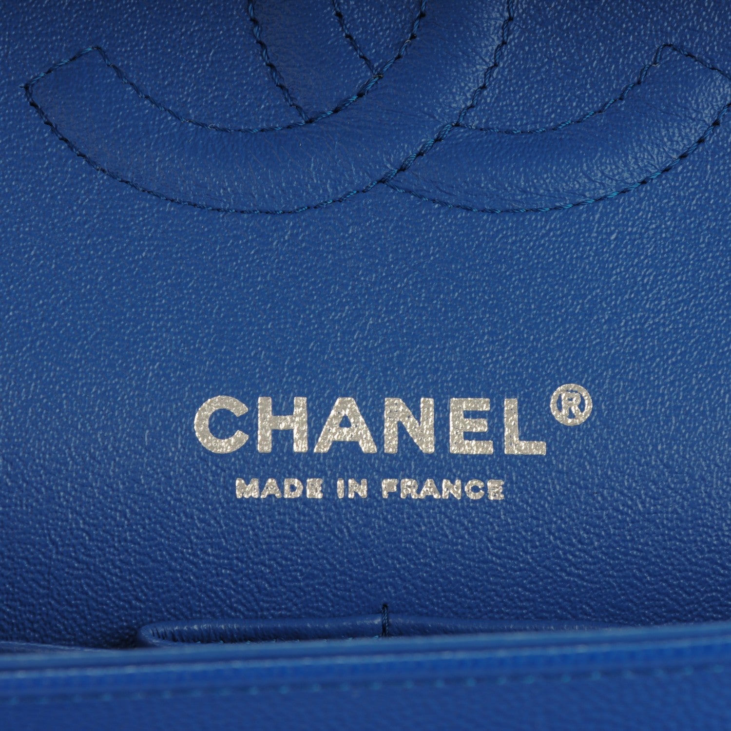 Chanel Caviar Chevron Quilted Medium Double Flap Bright Blue 7 of 8