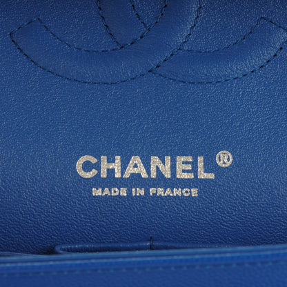Chanel Caviar Chevron Quilted Medium Double Flap Bright Blue 7 of 8
