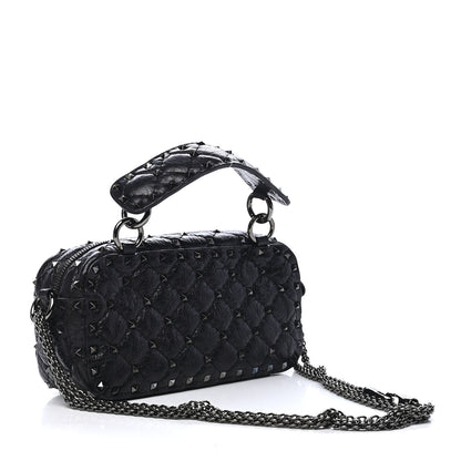 Valentino Garavani Craquele Nappa Rockstud Spike Crossbody Black 2 of 8