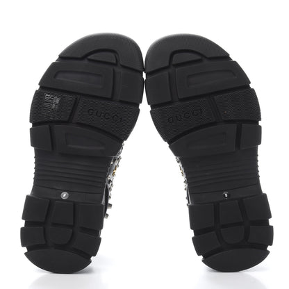 Gucci Nappa Mesh Studded Mens Aguru Sandals 9 Black 5 of 8