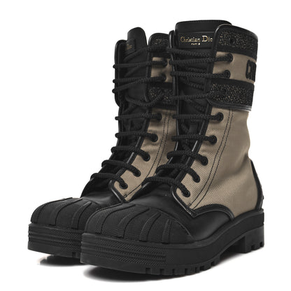 Christian Dior Calfskin Technical Fabric D-Major Ankle Boots 36.5 Taupe Black 3 of 8