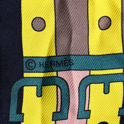 Hermes Silk Rocabar Twilly Marine Jaune Vif Vert 3 of 4
