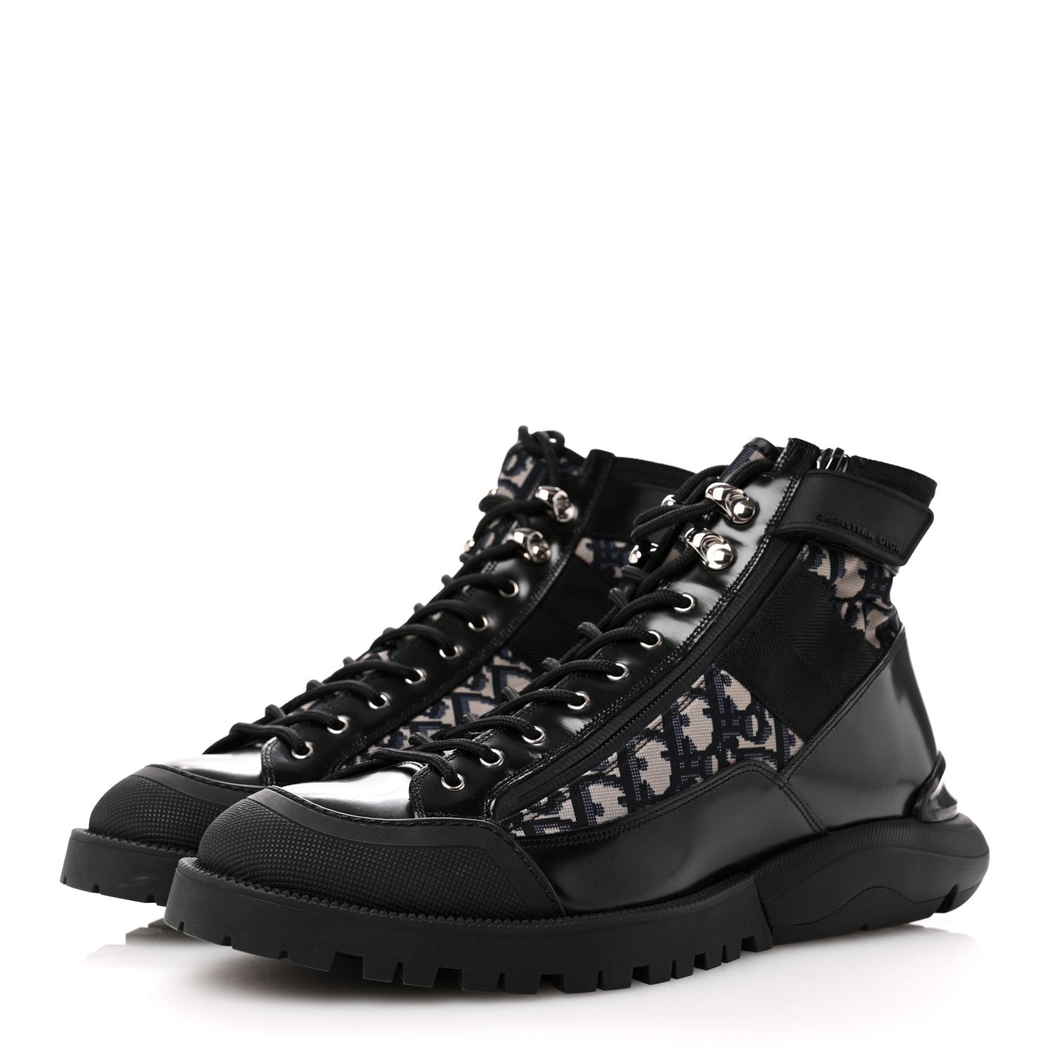 Christian Dior Oblique Polished Calfskin Mens Combat Ankle Boots