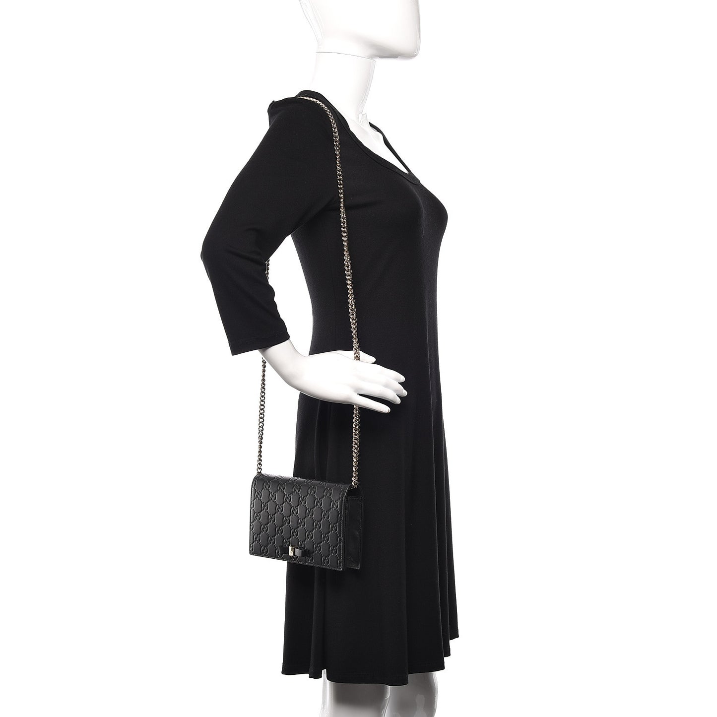 Guccissima Signature Bowy Chain Wallet Black